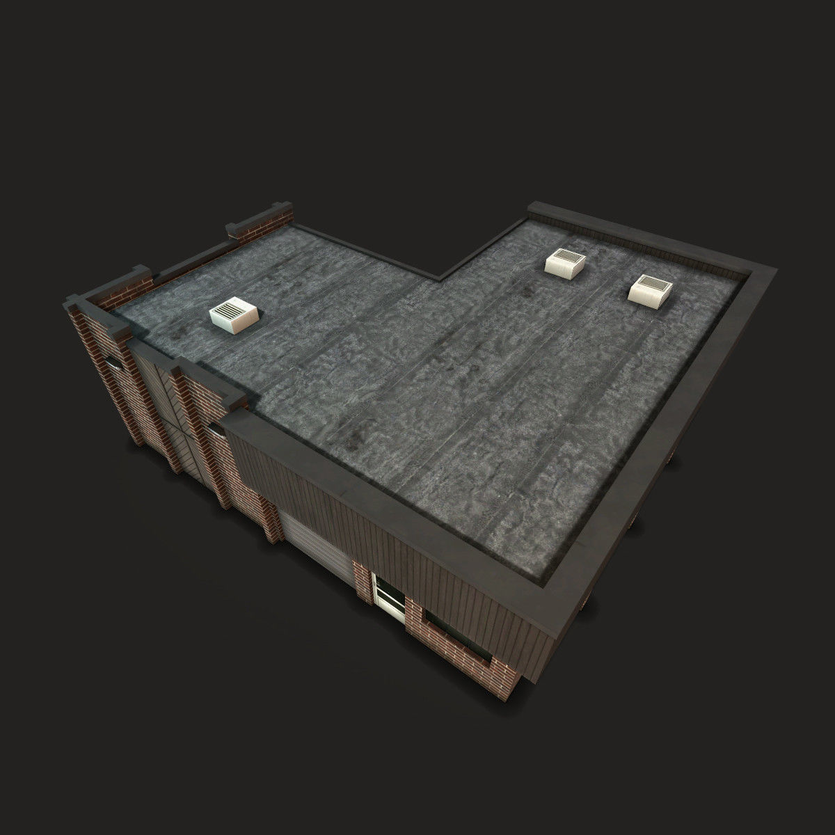 Car Workshop Building Low-poly 3D model_2