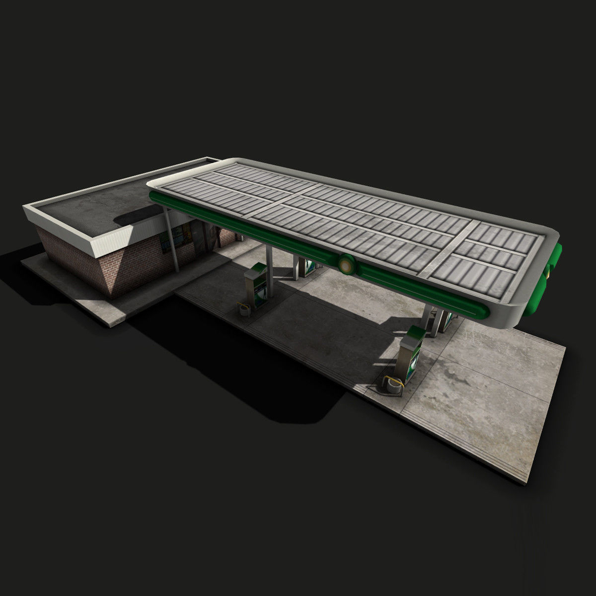 Gas Station Low-poly 3D model_6