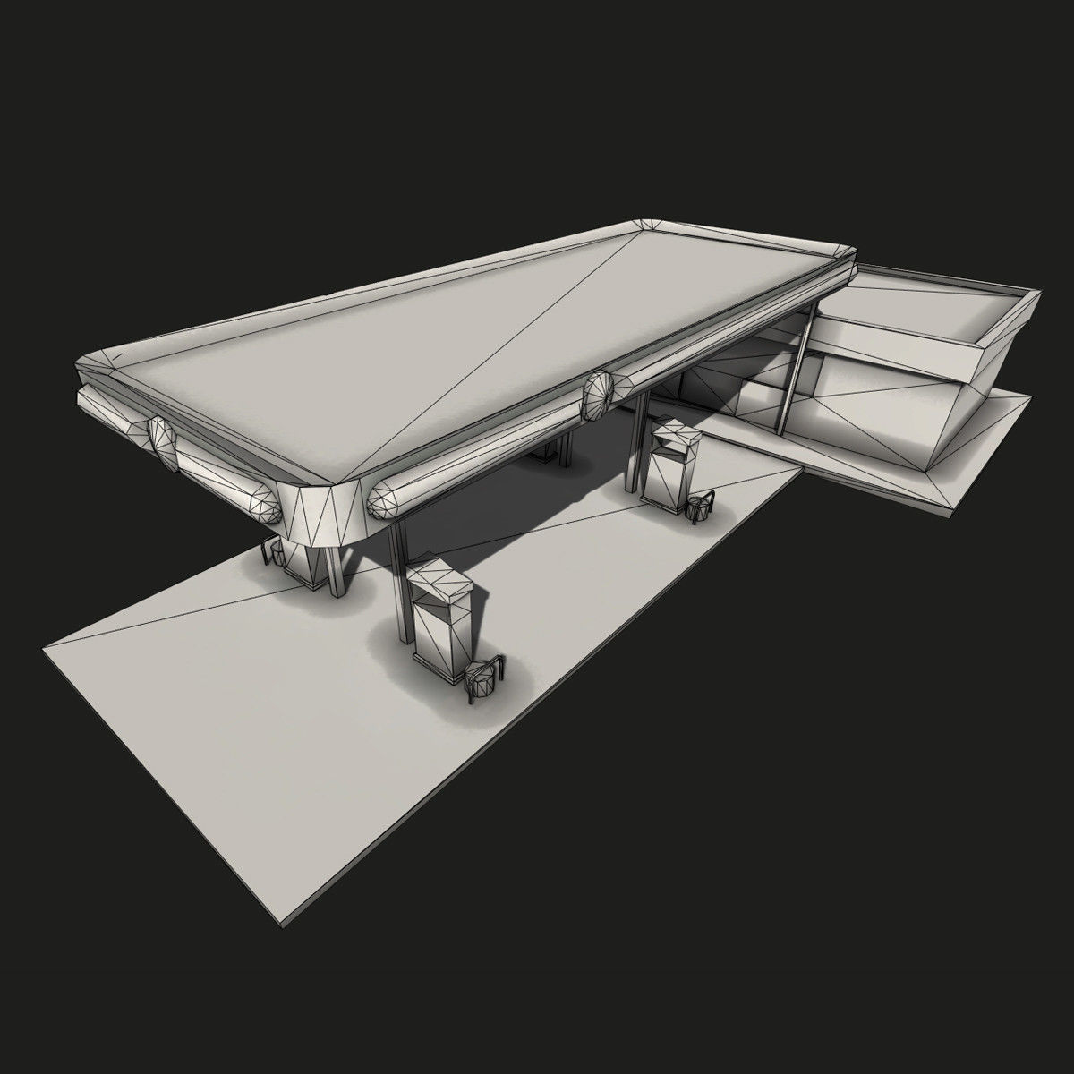 Gas Station Low-poly 3D model_2