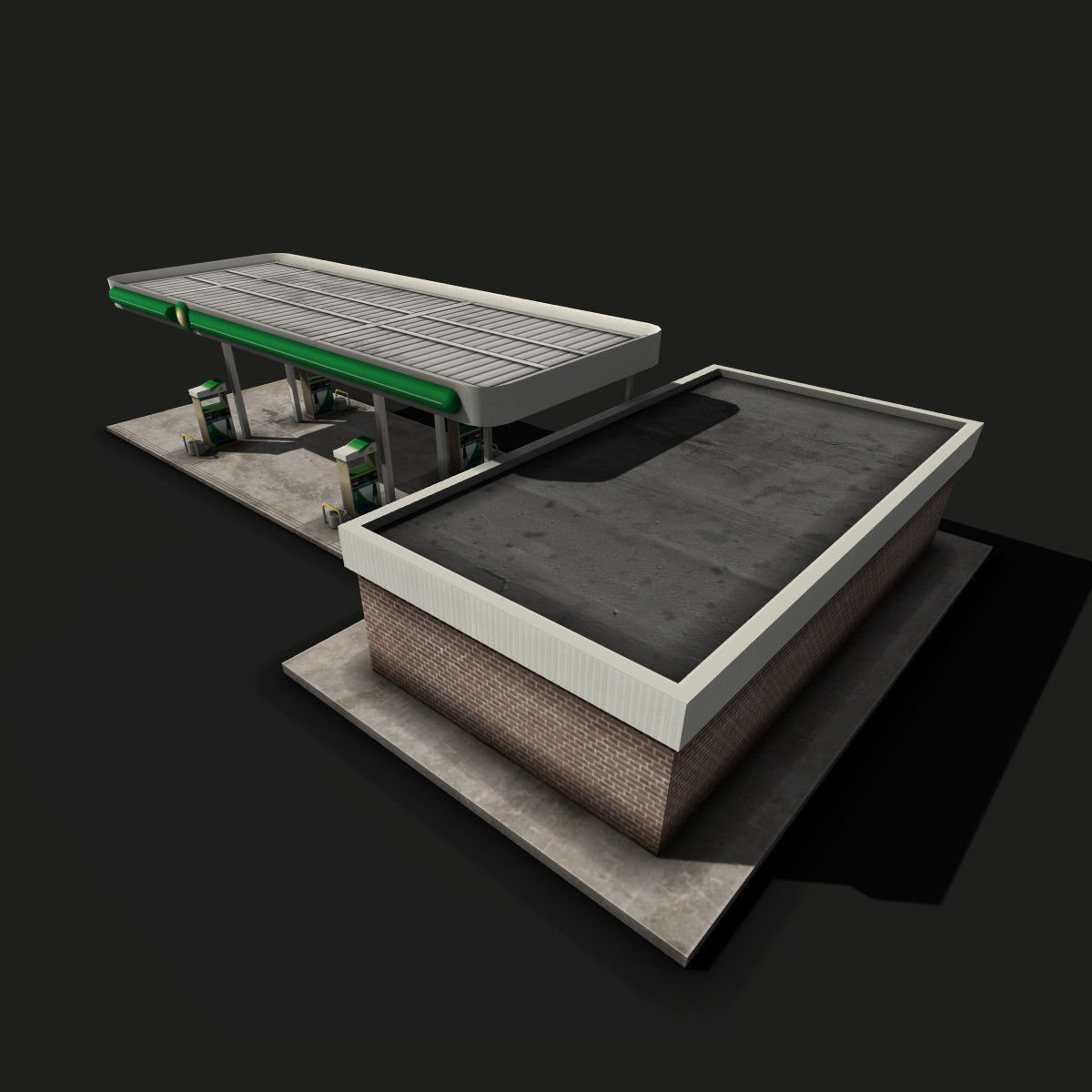 Gas Station Low-poly 3D model_3