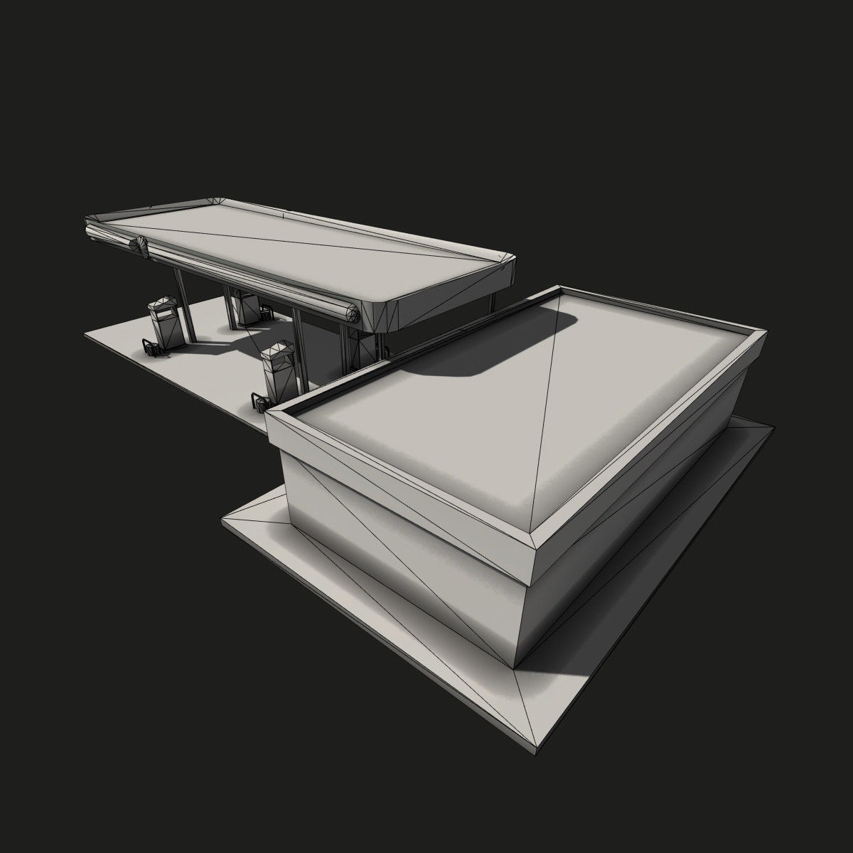 Gas Station Low-poly 3D model_4