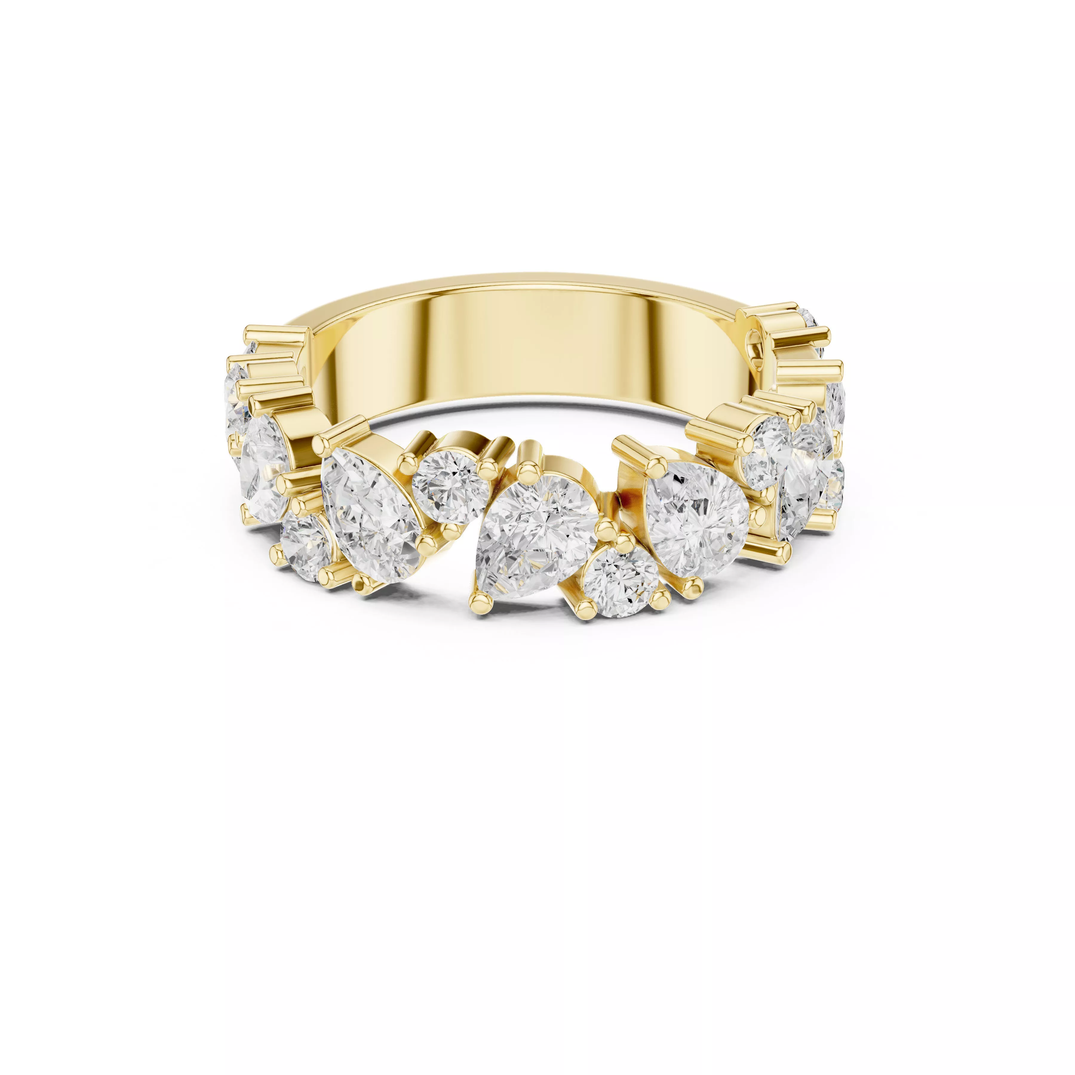 Fancy Shape Cluster Diamond Band Scatter Diamond Cluster RingCAD 3D print model