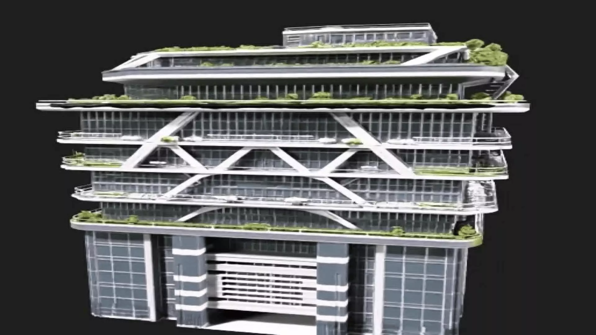 Futuristic Eco Friendly Commercial Tower Office 3D Model 3D model