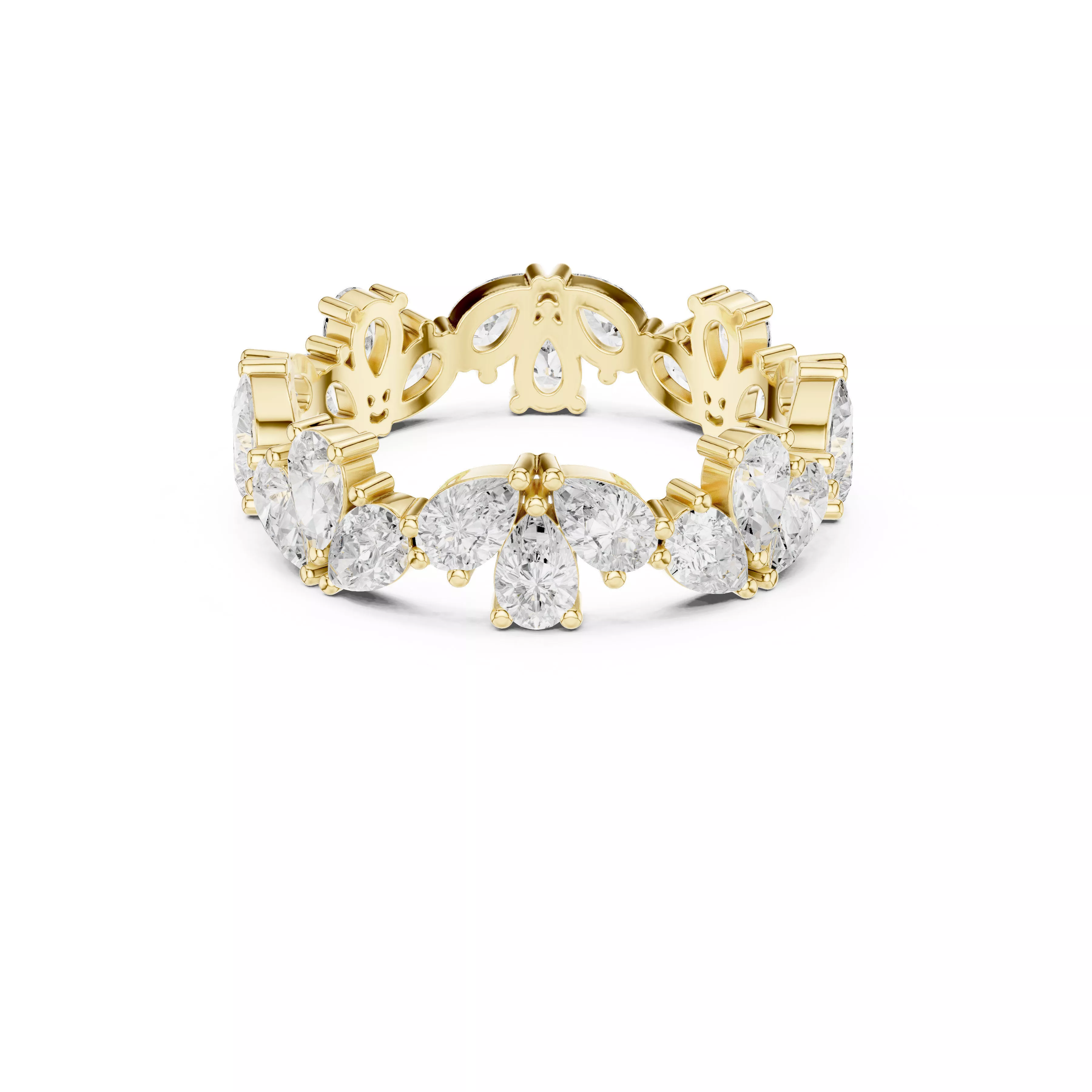 Premium Diamond Band Gold Wedding Ring CAD-375 3D print model