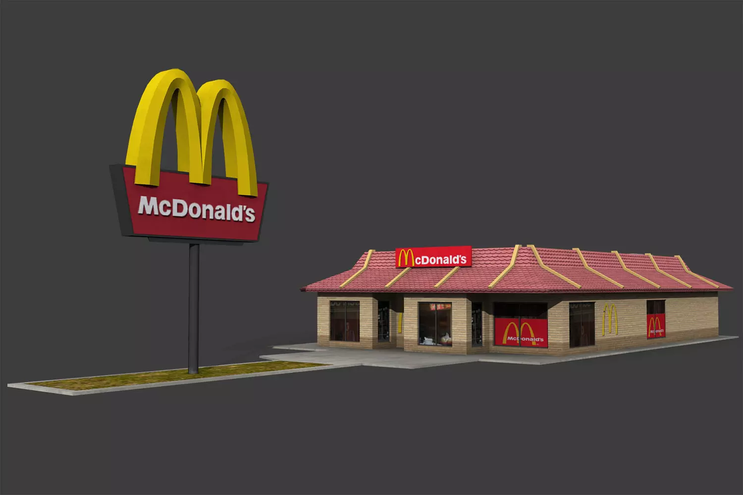 McDonalds Restaurant Low-poly 3D model_0
