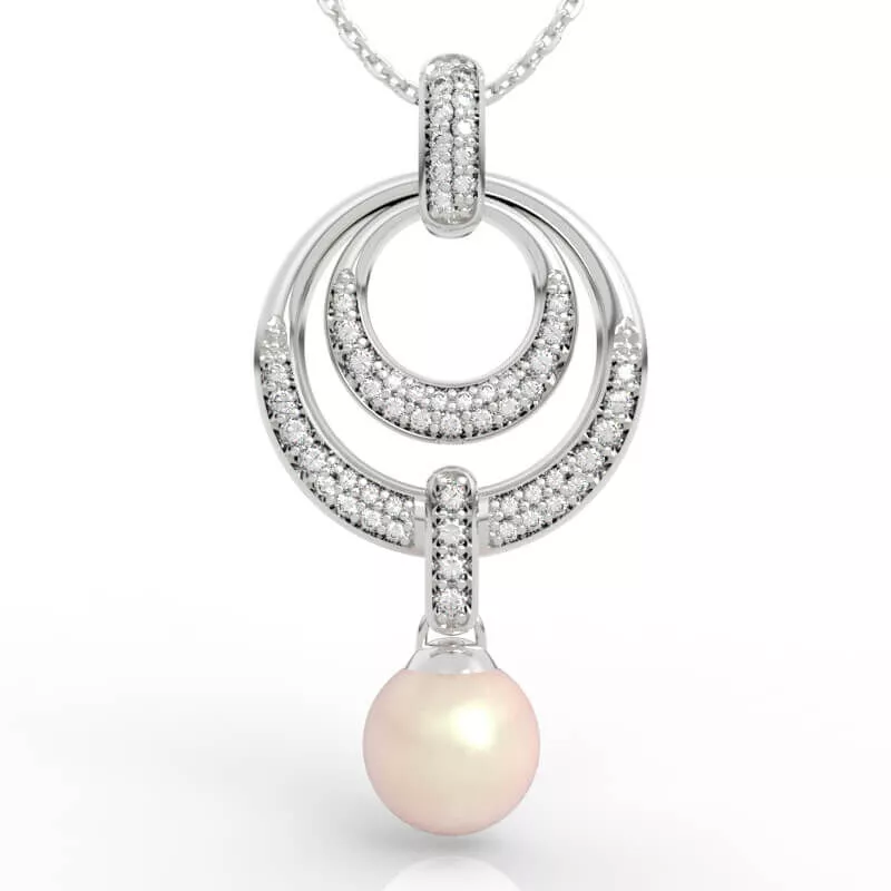 Crescent Moon Pearl Drop Pendant 3D print model