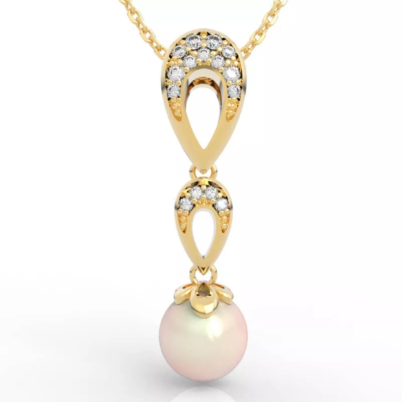 Dainty Double Teardrop Pearl Pendant 3D print model