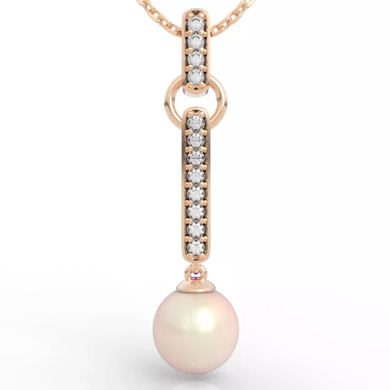 Pave Bar Pearl Drop Pendant 3D print model