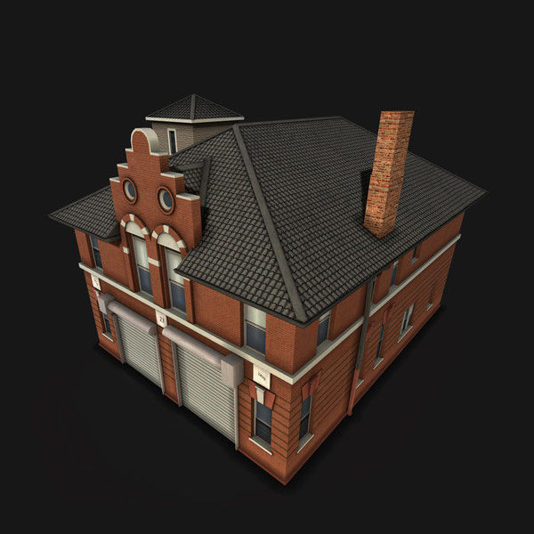 Fire Department Building Low-poly 3D model_3