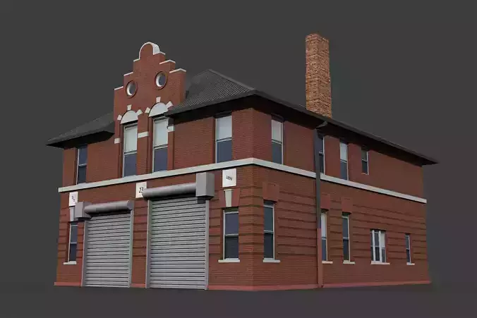 Fire Department Building Low-poly 3D model