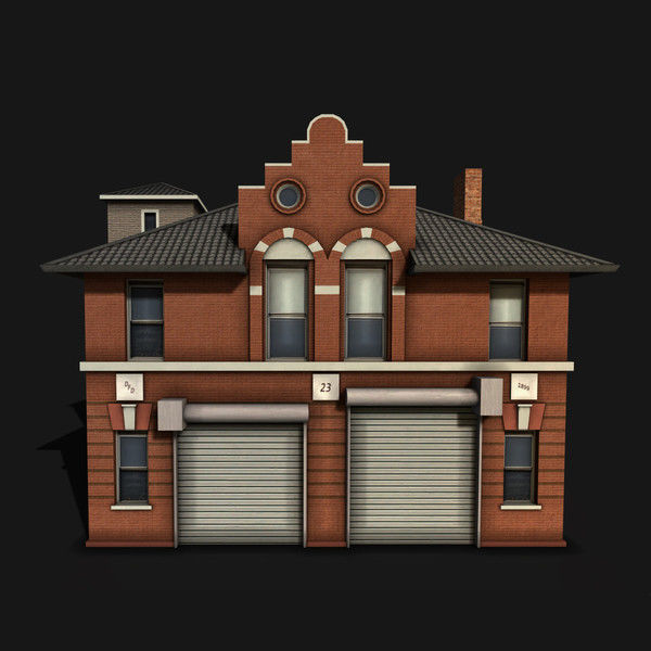 Fire Department Building Low-poly 3D model_5