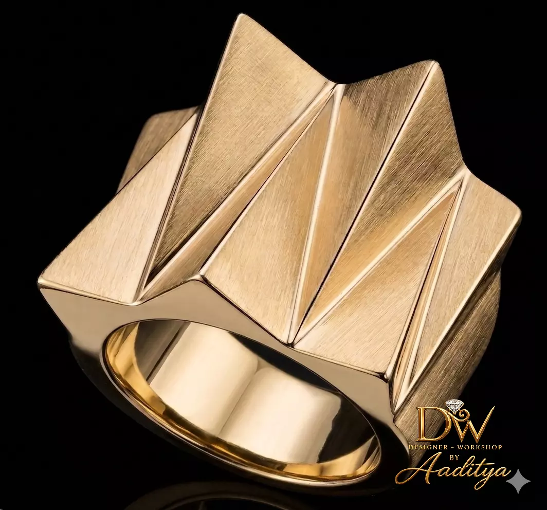 Geometric Faceted Gold Ring 3D print model