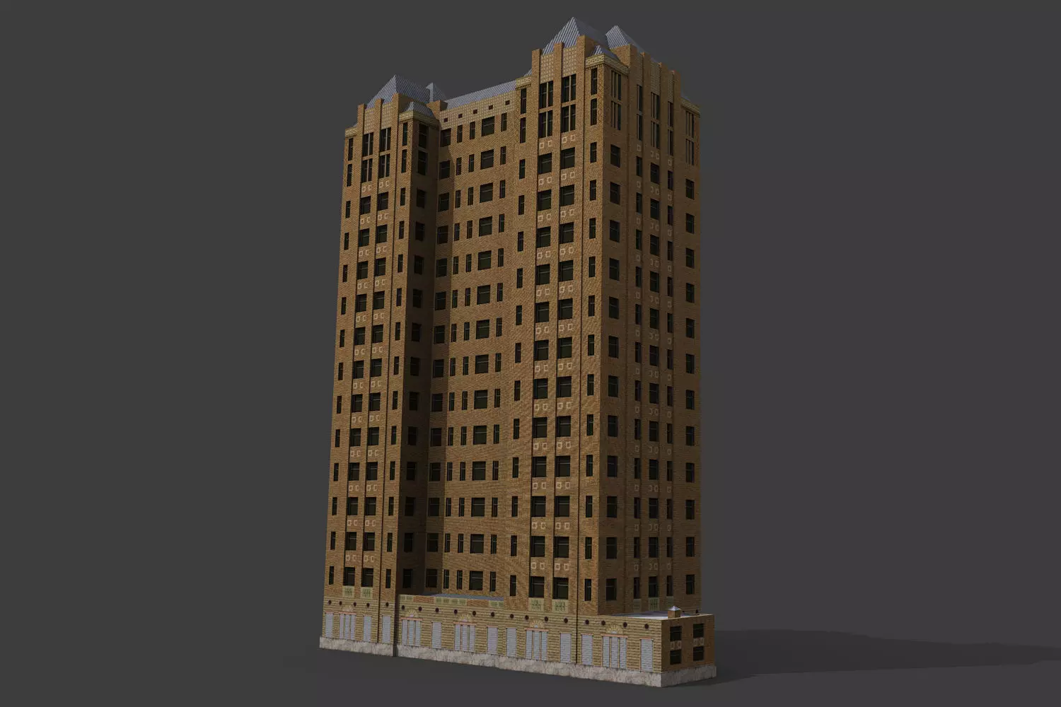 Detroit Abandoned Skyscraper Low-poly 3D model