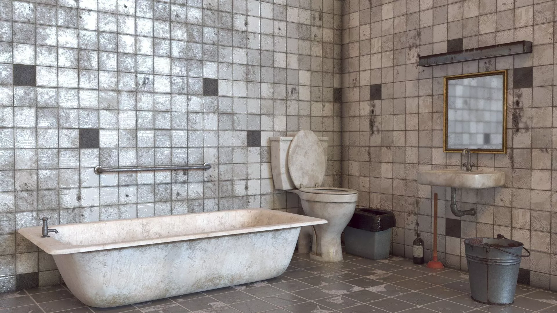 Old Bathroom PBR 3D model