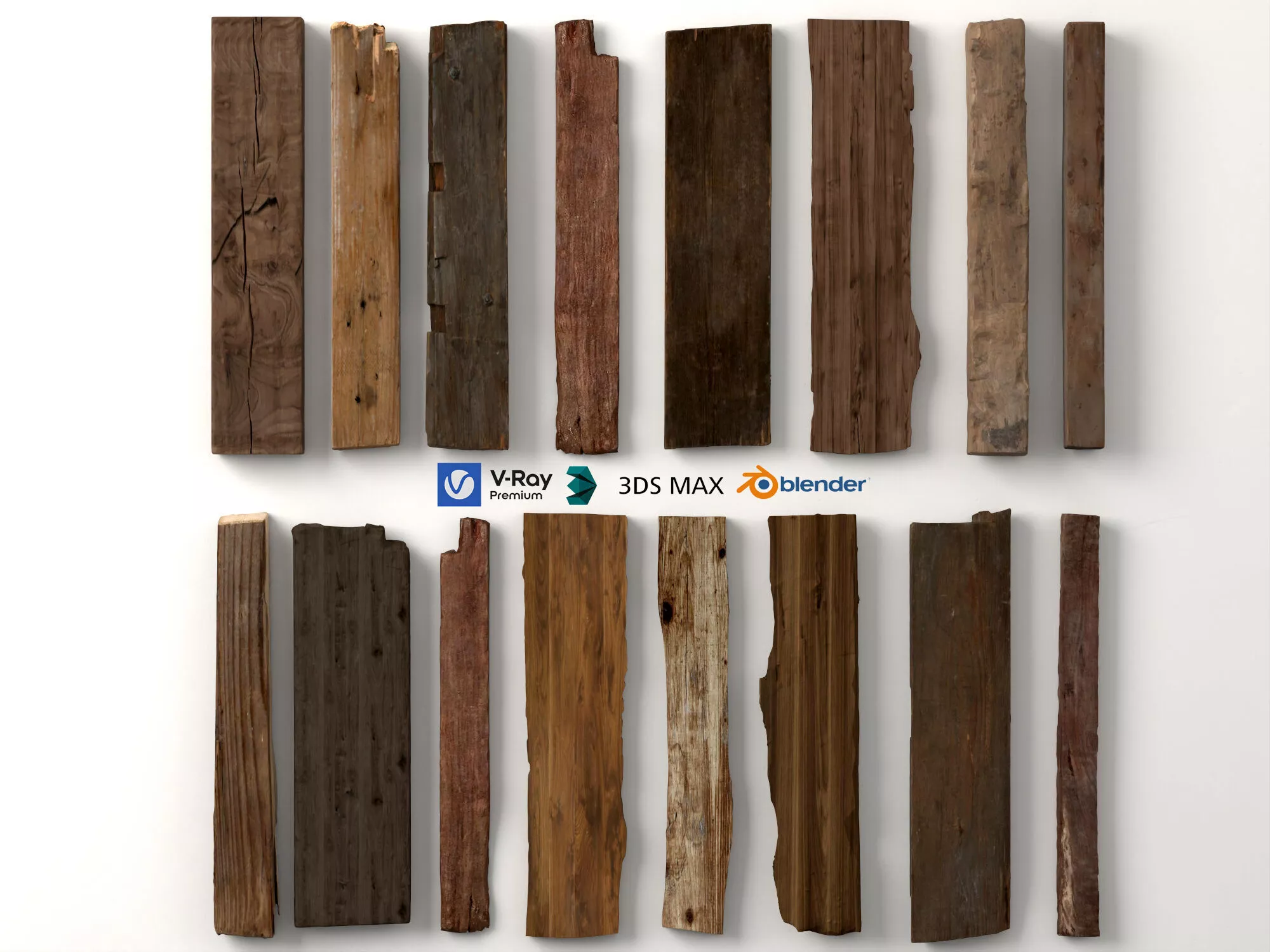 Rustic Reclaimed Wood Planks Collection 3D Model Low-poly 3D model