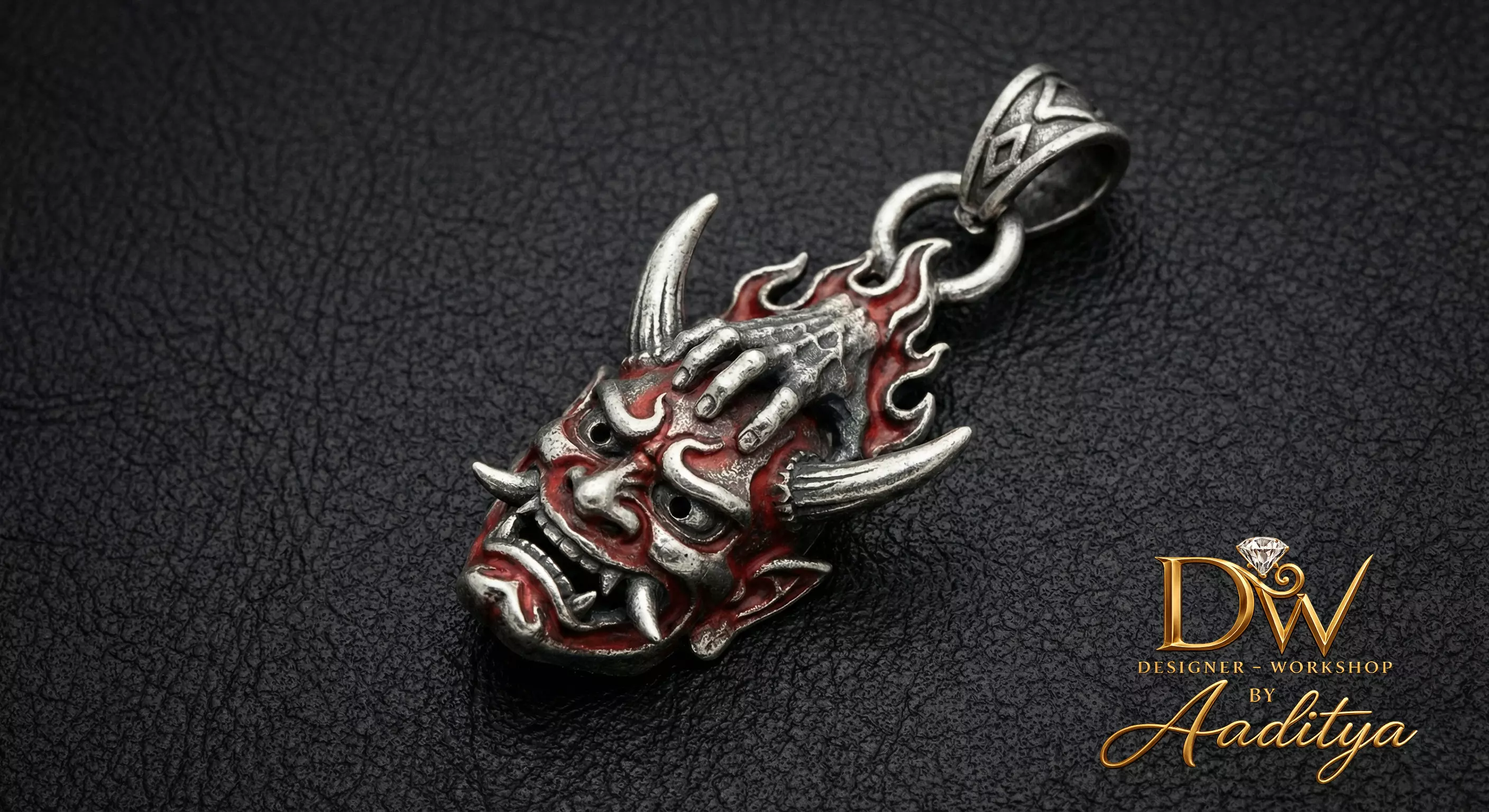 Japanese Oni Demon Mask Pendant 3D print model