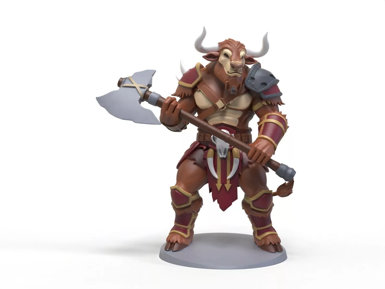 Full-Color Minotaur Barbarian Warrior Miniature 3D print model