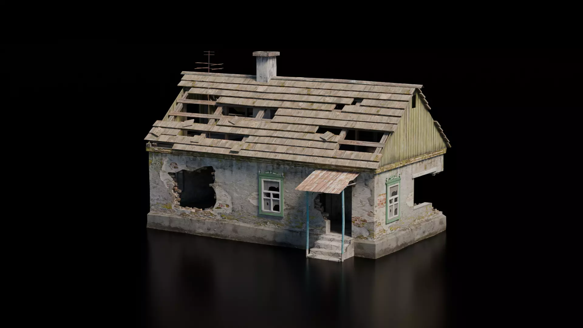 Abandoned House 19 Low-poly 3D model