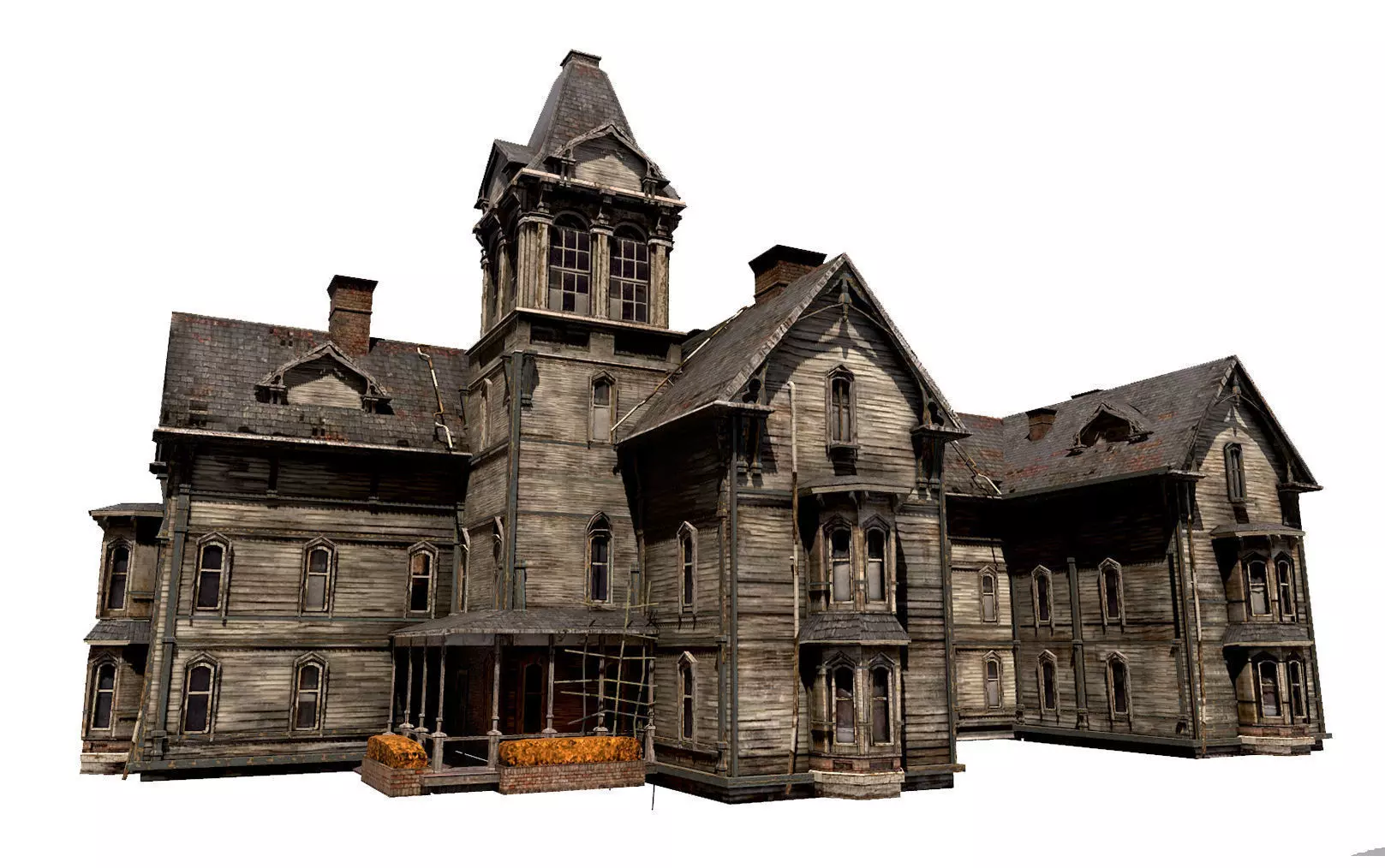 Old Abandoned House 3 Low-poly 3D model_0