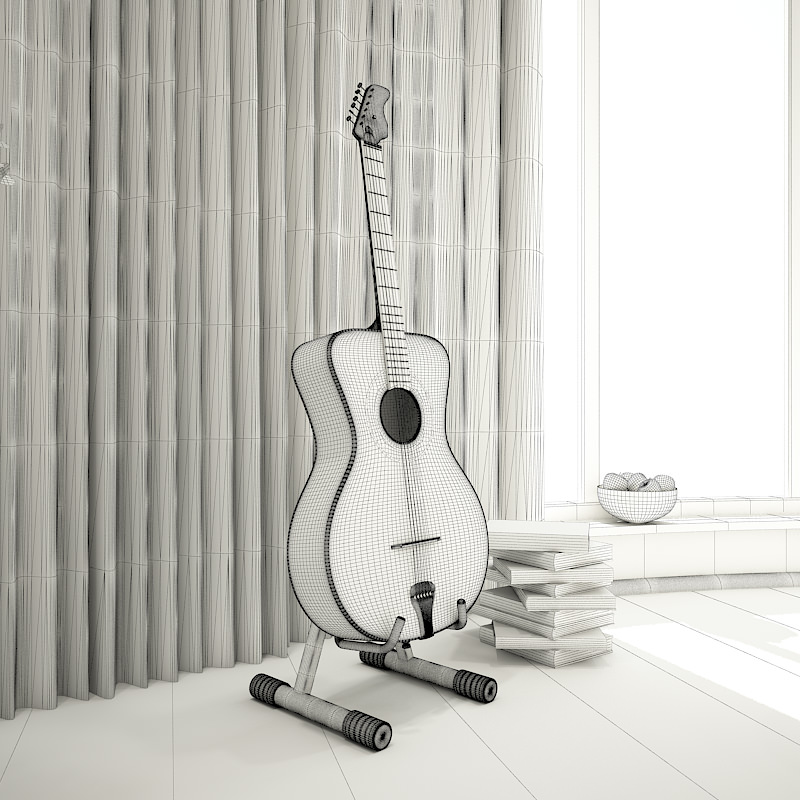 Bedroom modern with teal walls 3D model_7