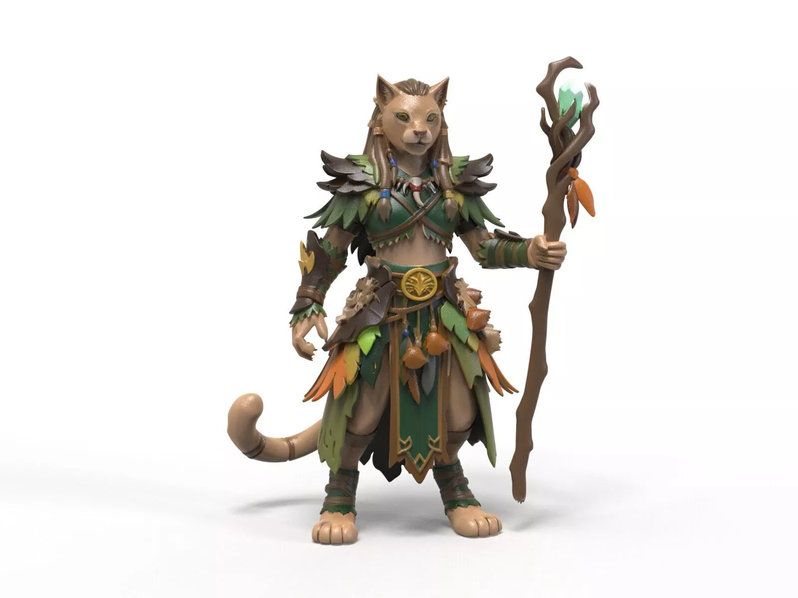 Tabaxi Druid Feline Shaman Miniature Tabletop RPG 3D print model