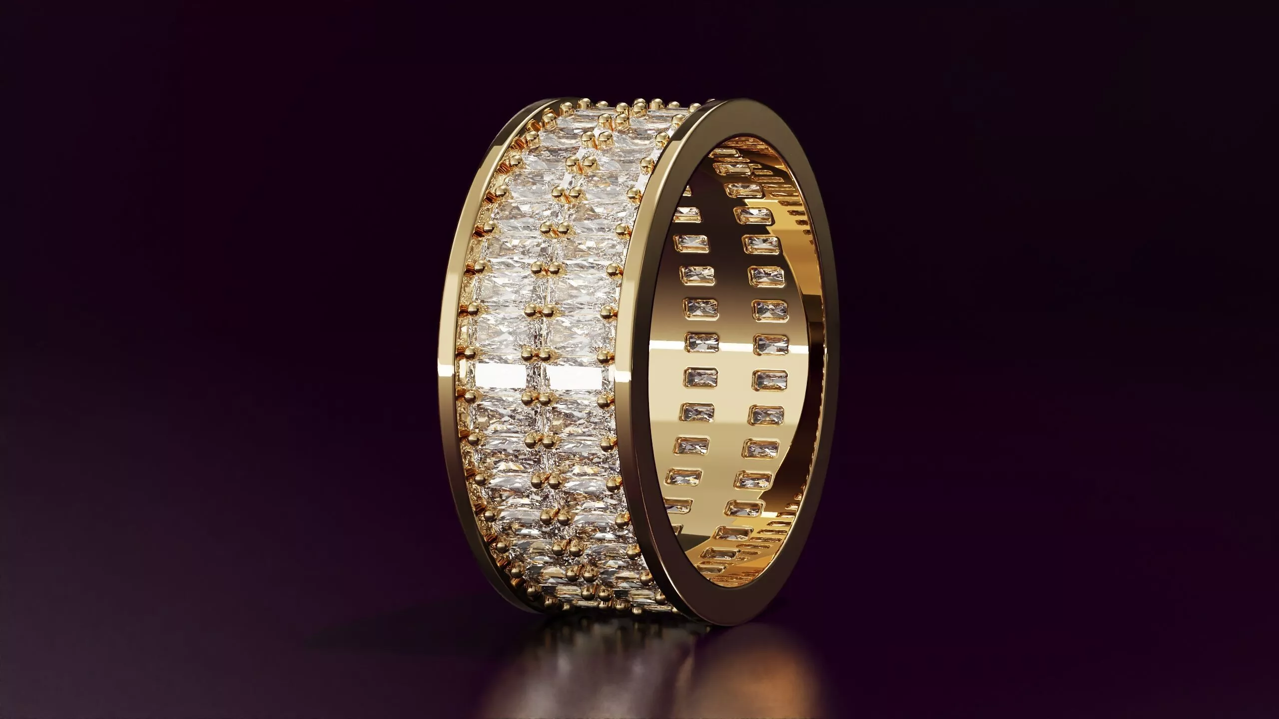 Radiant cut 2line eternity ring EU54 3D print model