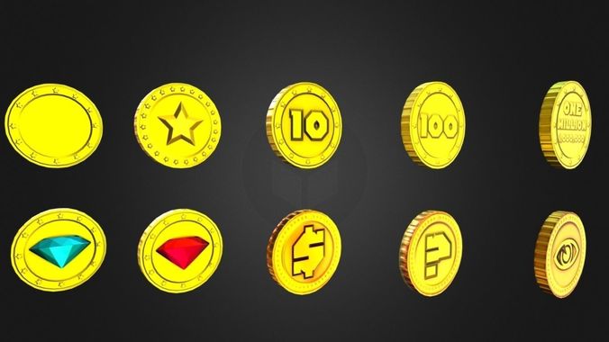 Gold Coins Pack Low-poly 3D model