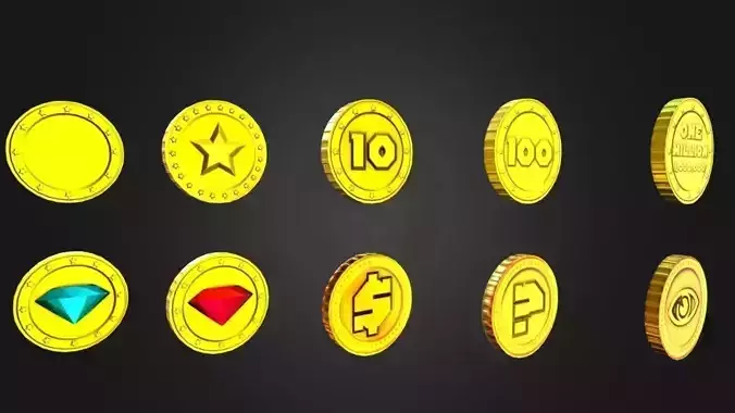 Gold Coins Pack Low-poly 3D model
