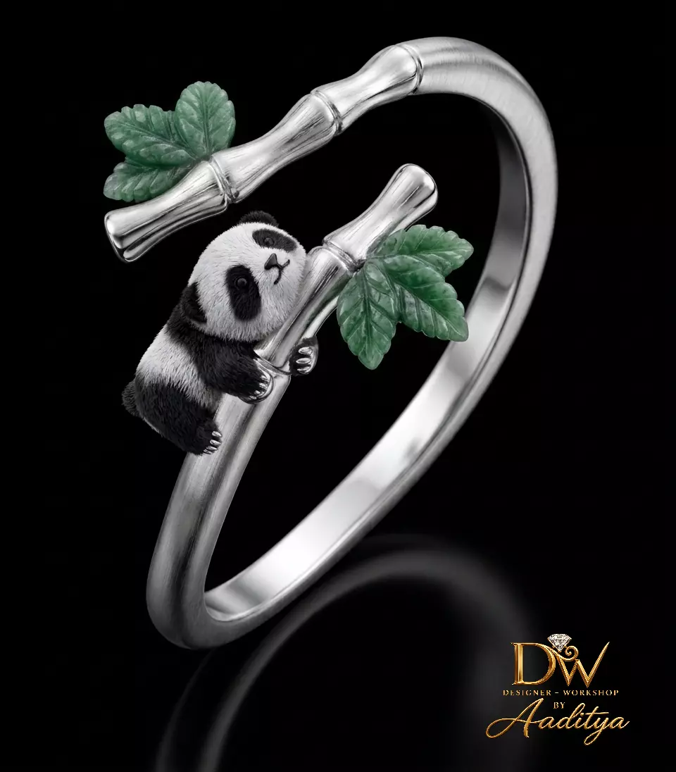 Panda Bamboo Flexible Ring 3D print model