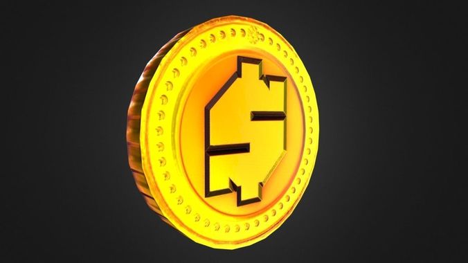 Game-Ready Dollar Sign Gold Coin Asset Low-poly 3D model