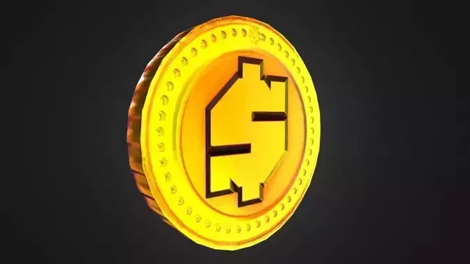 Game-Ready Dollar Sign Gold Coin Asset