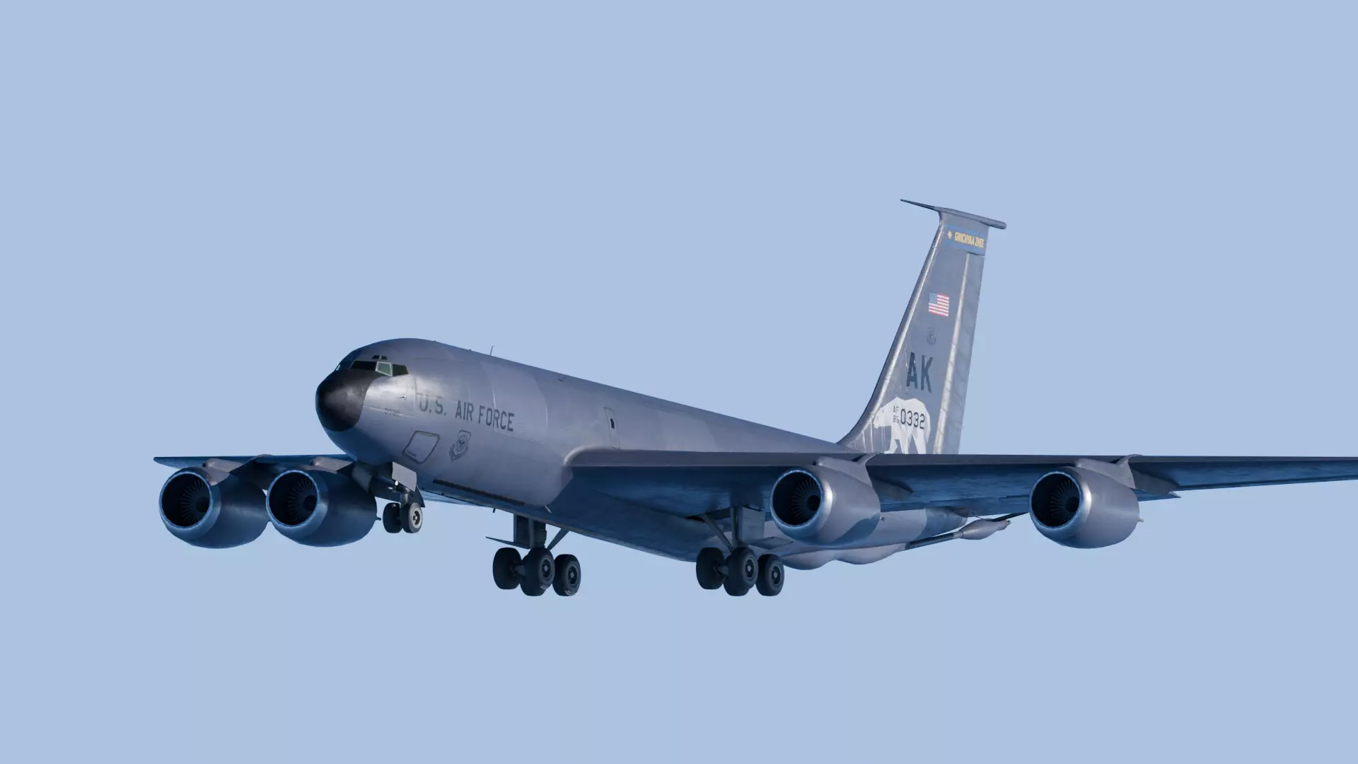 KC-135 Stratotanker Rigged Animated Game Ready Low-poly 3D model