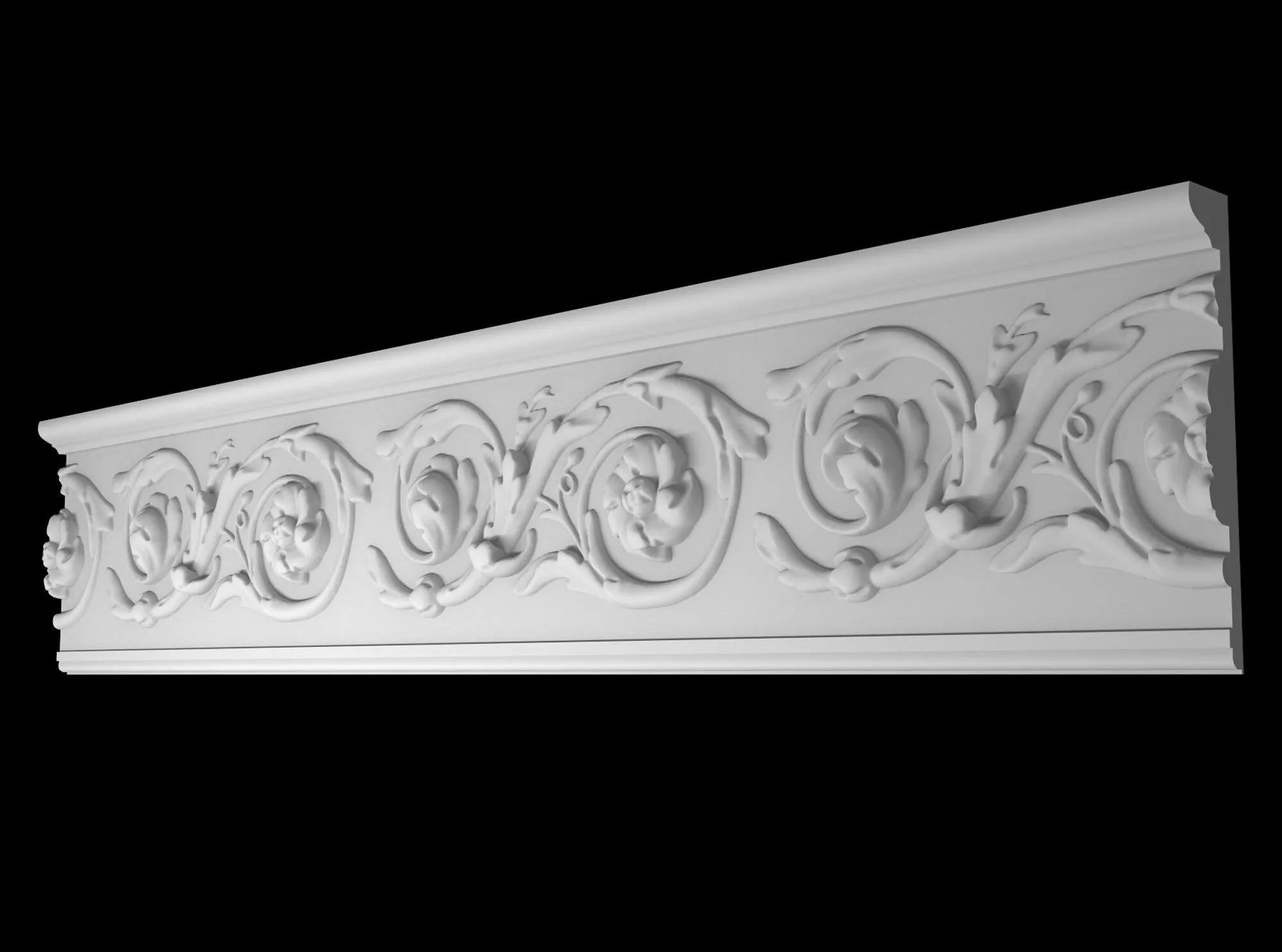 Classical Floral Scroll Cornice Molding 3D Model 3D model