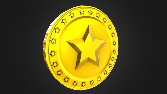 Game-Ready SUPER STAR Gold Coin Asset Low-poly 3D model