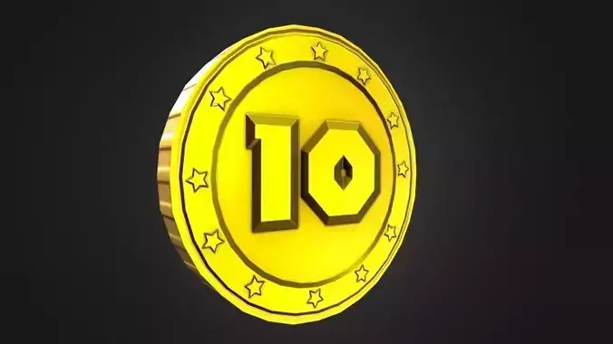 Game-Ready 10 Points Gold Coin Asset