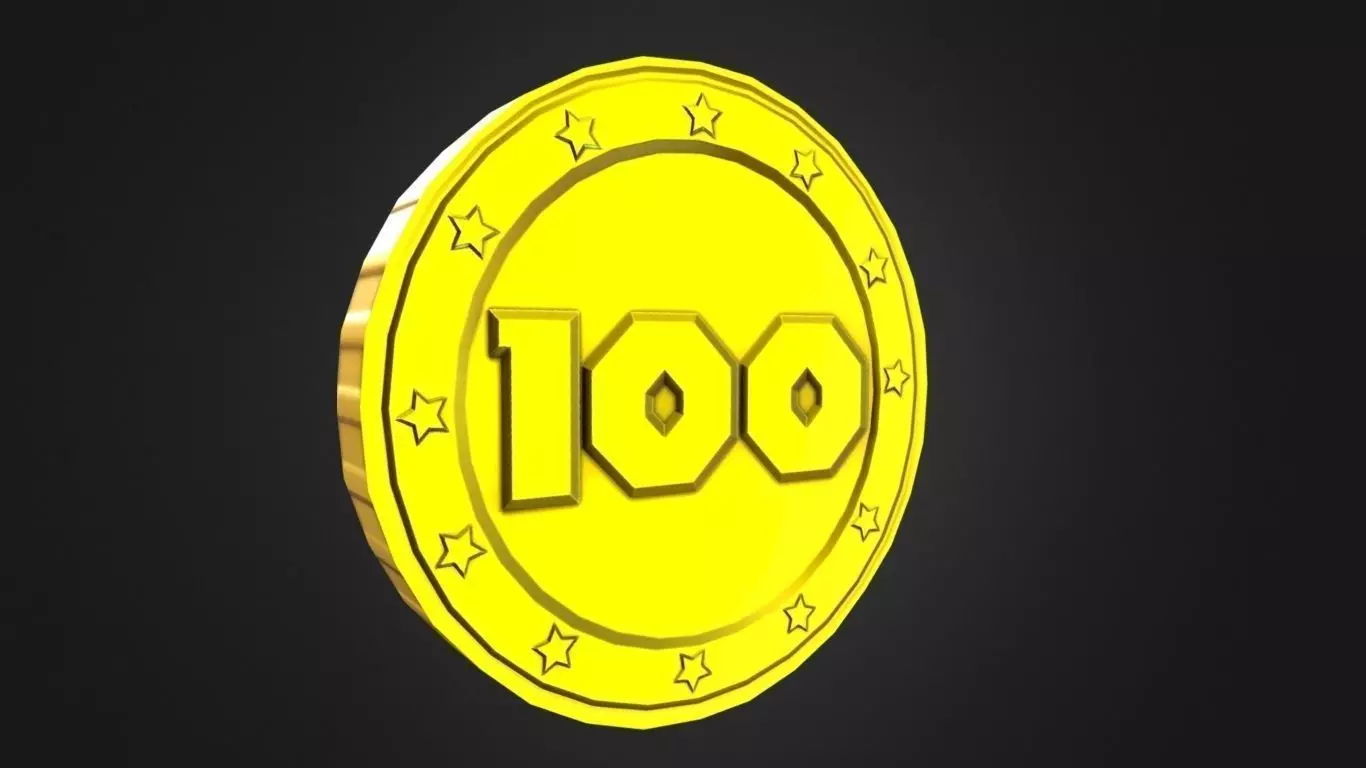 Game-Ready 100 Points Gold Coin Aseet Low-poly 3D model_0