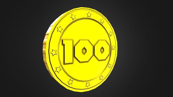 Game-Ready 100 Points Gold Coin Aseet Low-poly 3D model