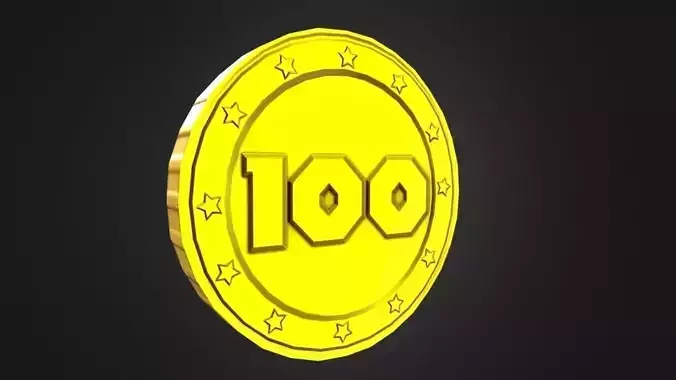 Game-Ready 100 Points Gold Coin Aseet Low-poly 3D model