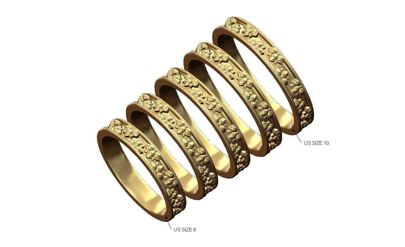 Flower rose pattern eternity band US sizes 6to10 3D print model