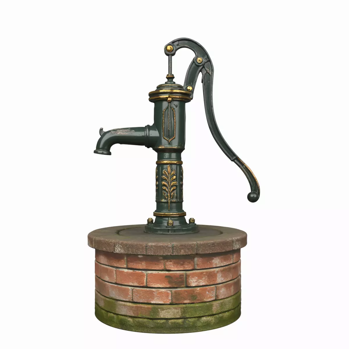 Vintage Cast Iron Garden Hand Water Pump 3D Model 3D model