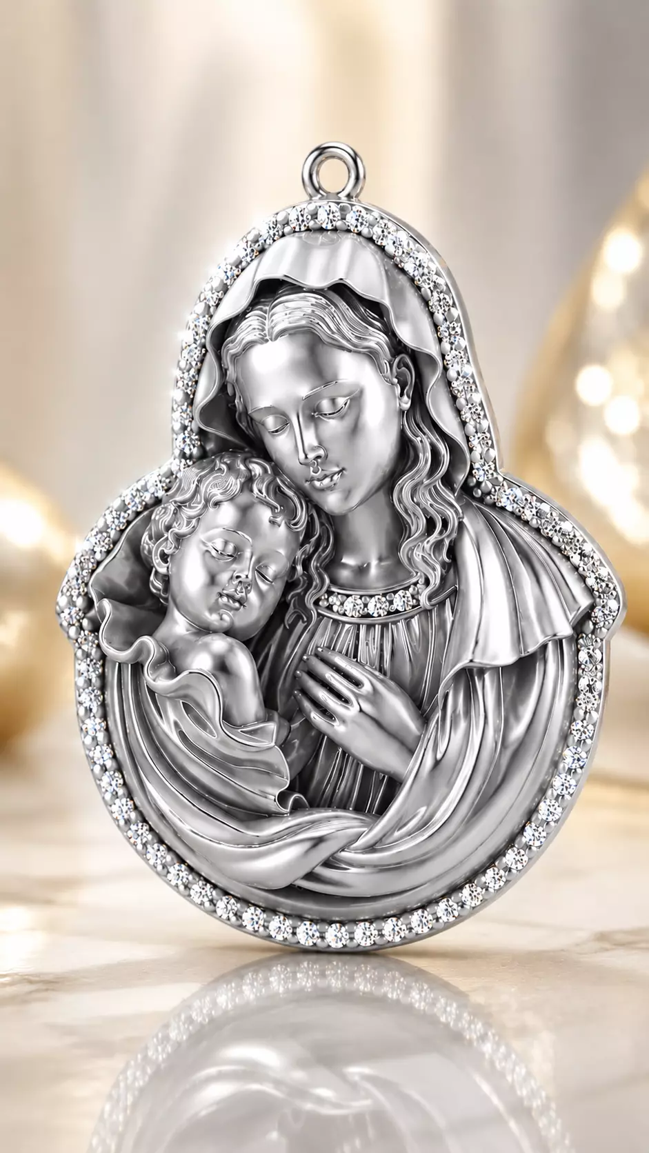 5CM Virgin Mary Child Baby Jesus Diamond Pendant Jewelry Model 3D print model