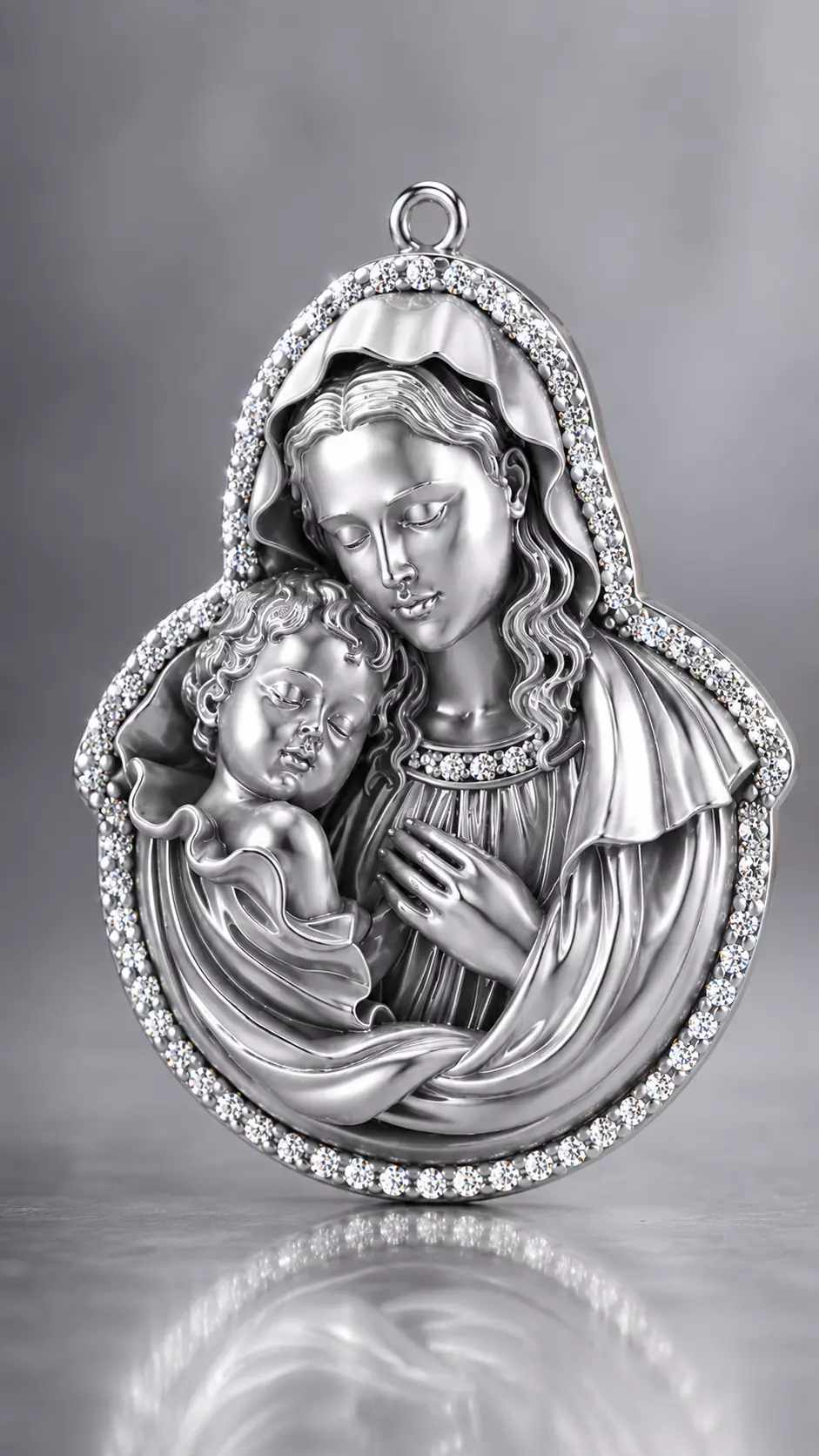 4CM Virgin Mary Child Baby Jesus Diamond Pendant Jewelry Model 3D print model