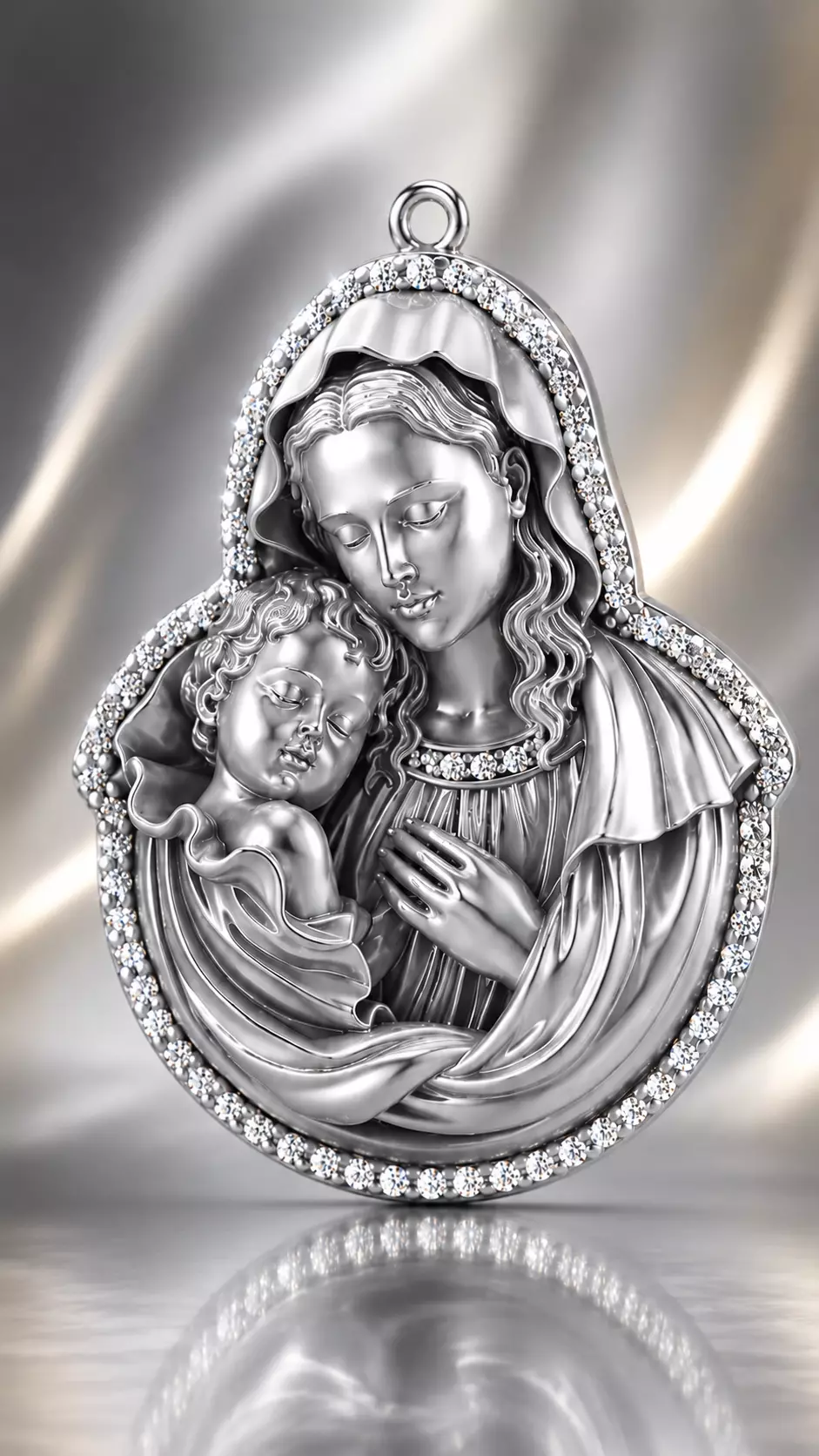 3CM Virgin Mary Child Baby Jesus Diamond Pendant Jewelry Model 3D print model