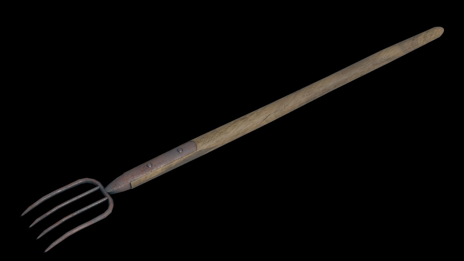 Low Poly Game Ready Pitchfork old fork Free low-poly 3D model_1