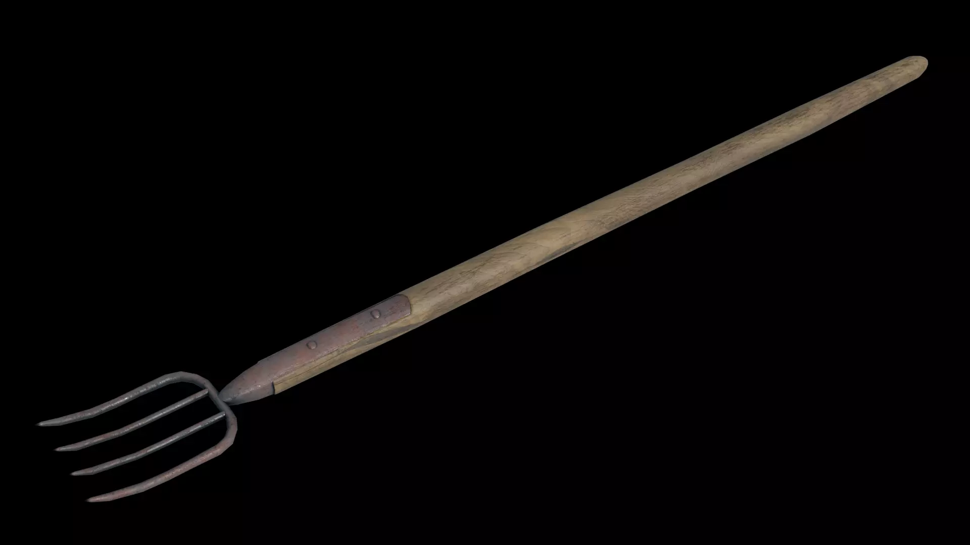 Low Poly Game Ready Pitchfork old fork Free low-poly 3D model_0