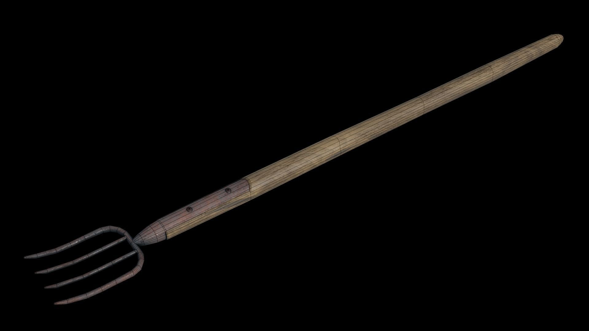 Low Poly Game Ready Pitchfork old fork Free low-poly 3D model_4
