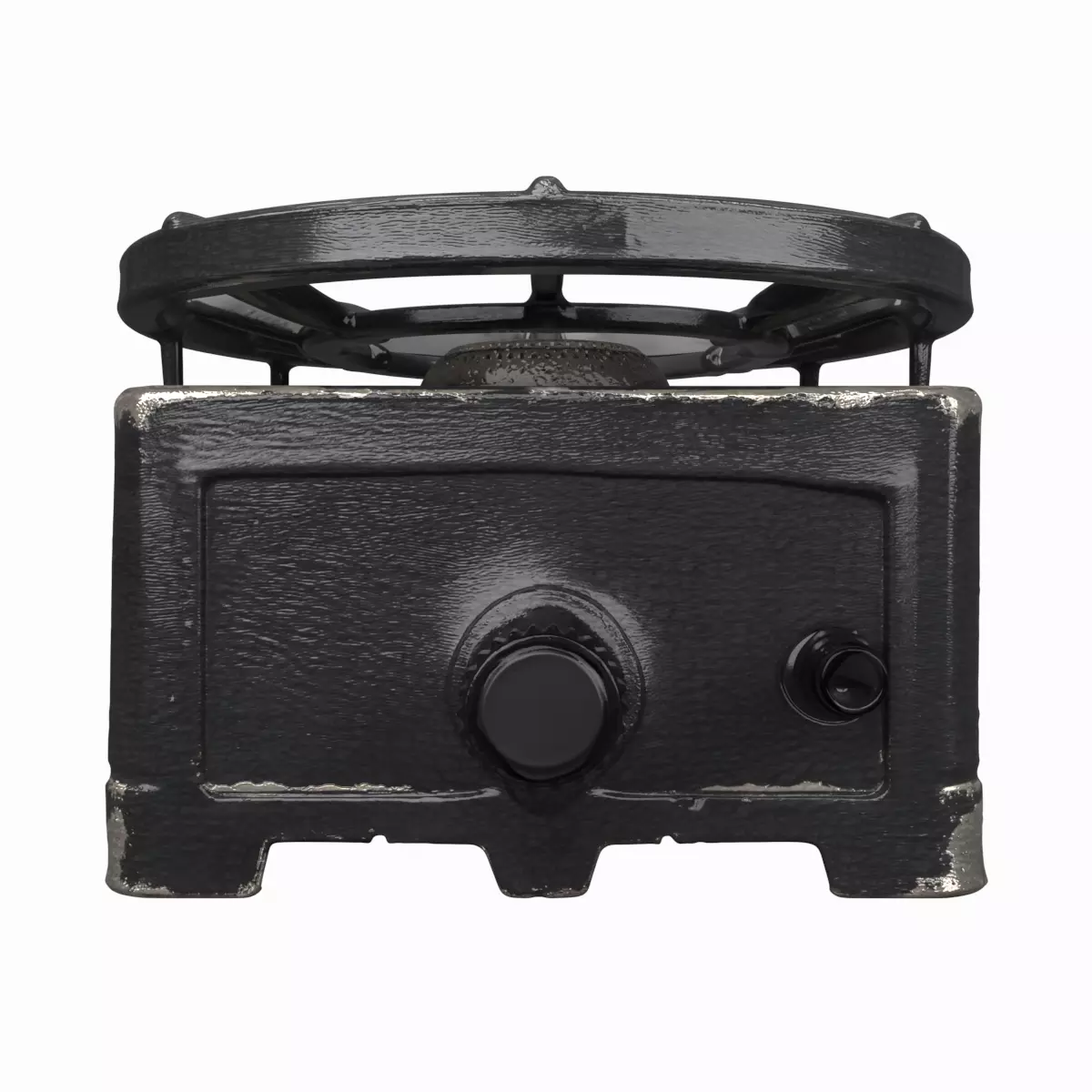 Cast Iron Single Burner Camp Stove with Soot Marks 3D Model 3D model