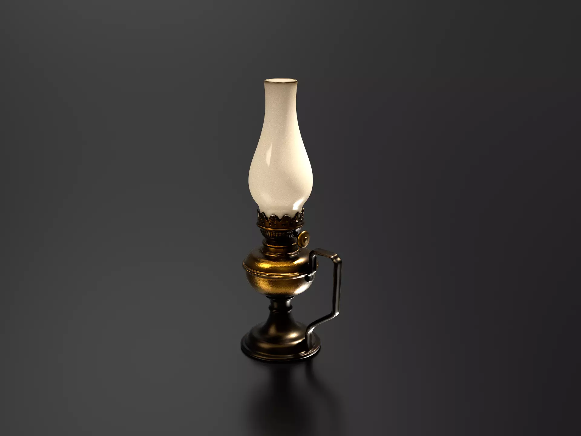 vintage brass oil lamp 3D print model