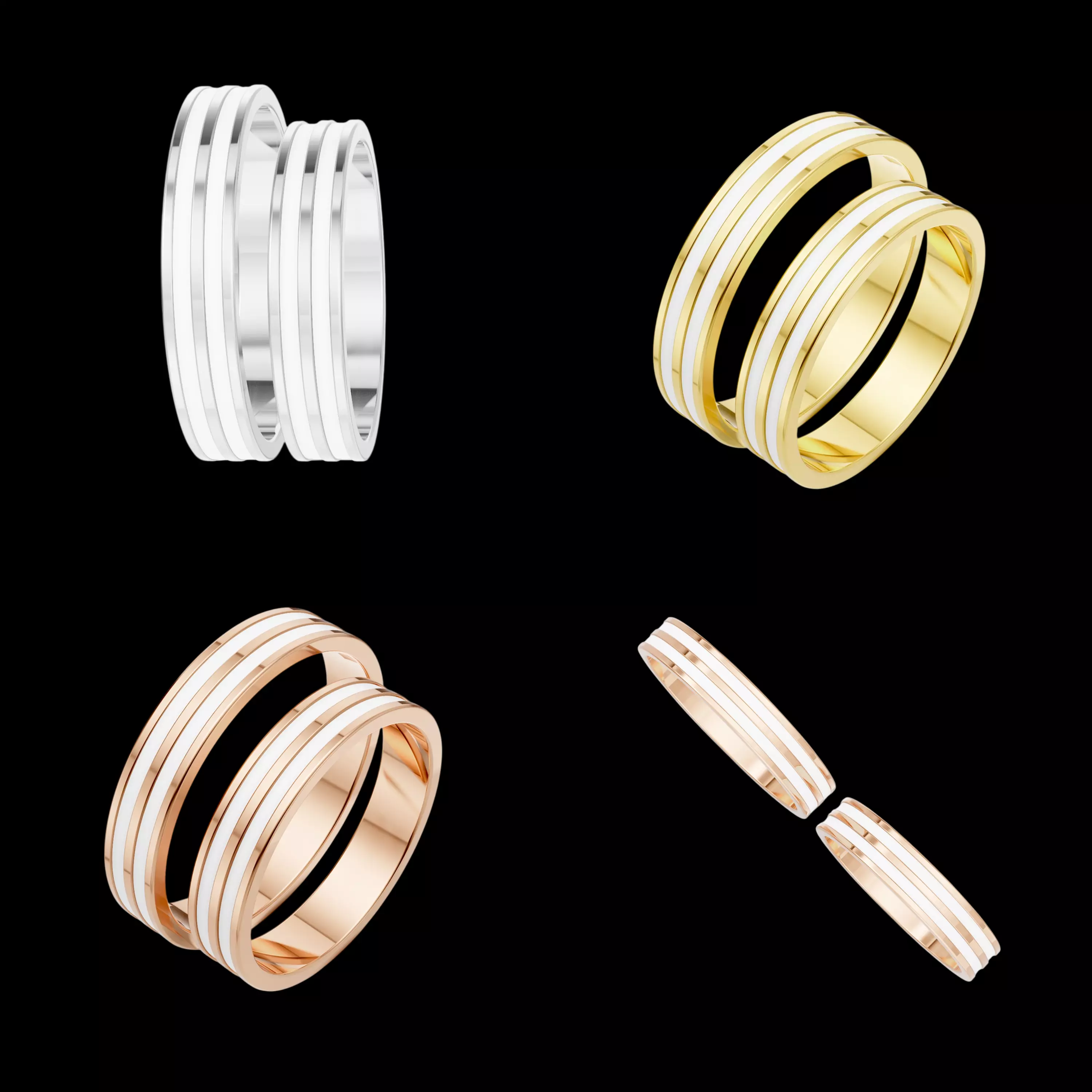 Two Tone Wedding Ring CAD STL 3DM Couple Band Minimal Design 3D print model