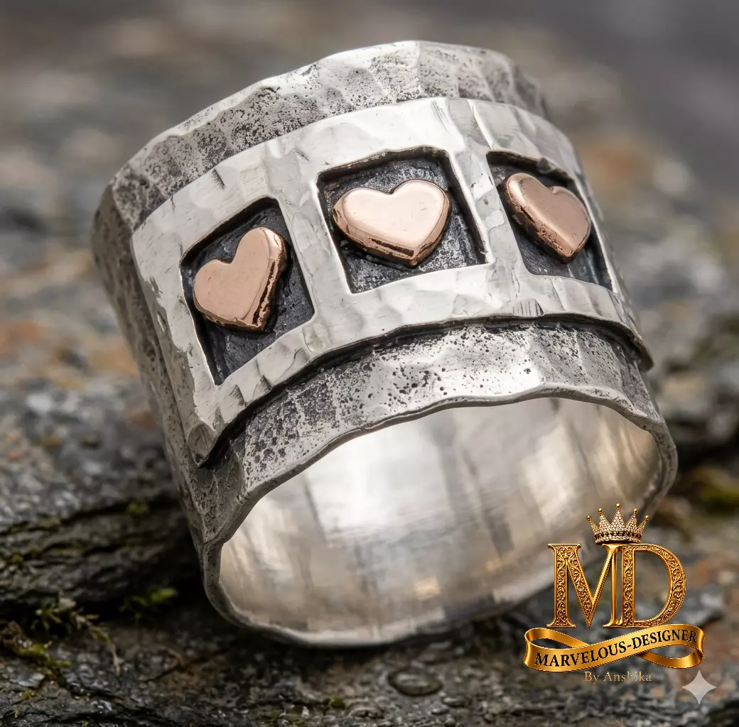 Hammered Heart Ring 3D print model